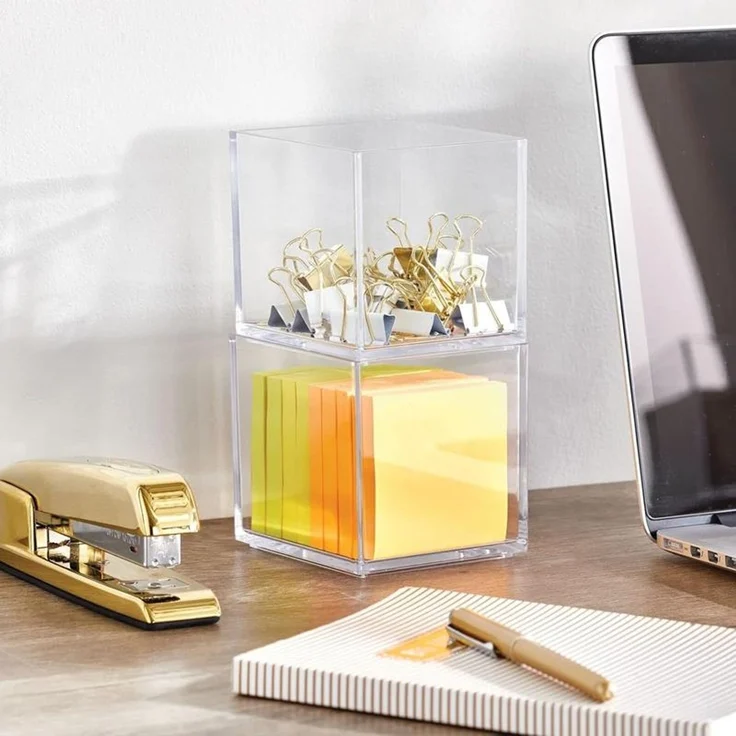 mDesign Schreibtisch Organizer Aufbewahrung Ablage Ordnung 3er-Set Transparent – Bild 3