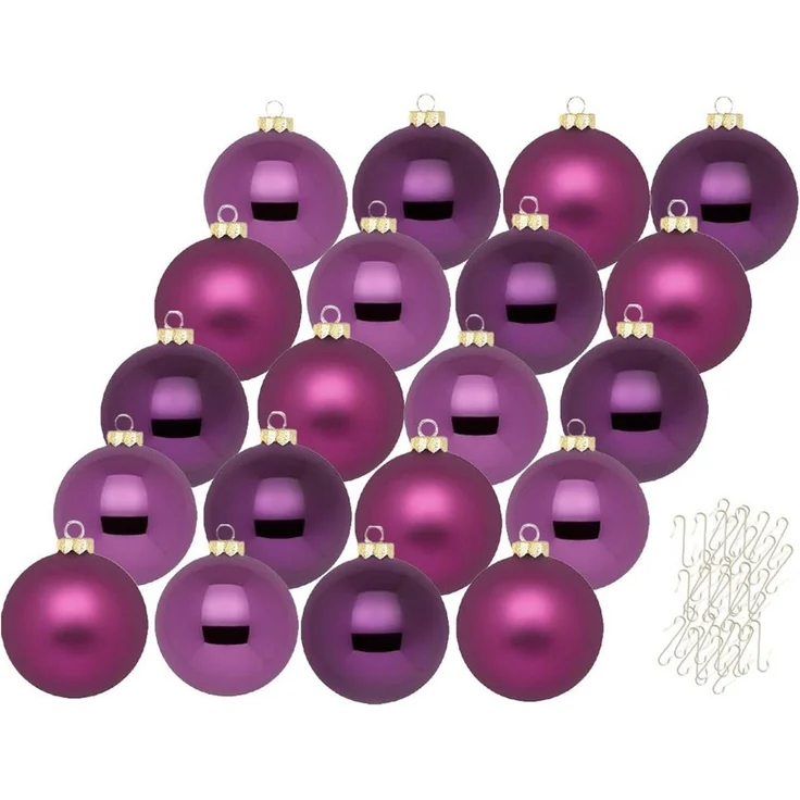 MAGIC by Inge Weihnachtsbaumkugel Weihnachtskugeln 20 Stk 6cm Purple Deluxe mit Haken – Bild 2