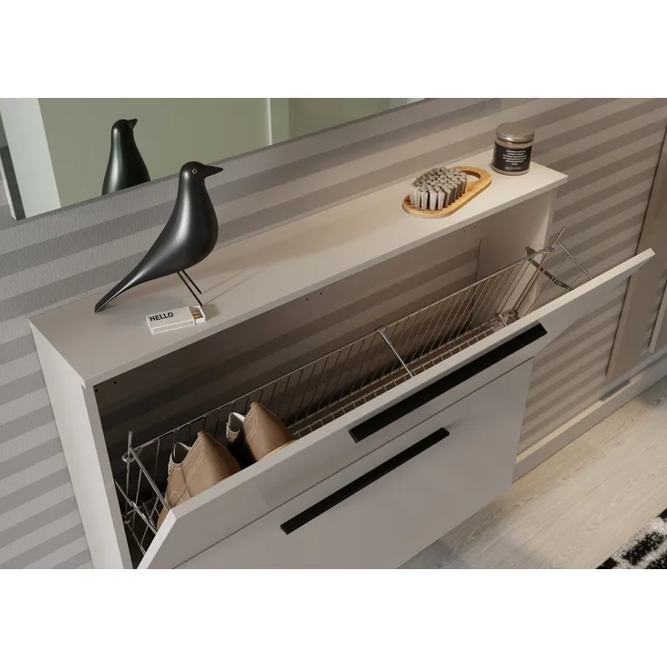 Germania Schuhschrank 2575-572 GW-Utah, in Kaschmir, mit Platz für 8 Paar Schuhe, geringe Tiefe, ideal für schmale Flure, 100 x 85 x 19 cm (BxHxT)