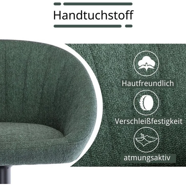WAHSON OFFICE CHAIRS Barhocker höhenverstellbar drehbar Barstuhl aus Handtuchstoff 2er Set – Bild 4