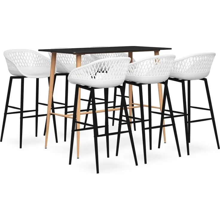 vidaXL 7-tlg. Bar-Set Schwarz und Weiß 3057474