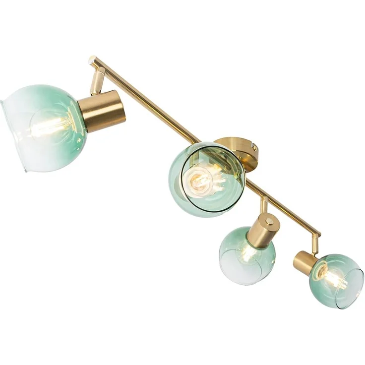 Qazqa LED Aufbaustrahler Vidro, ohne Leuchtmittel, E14, Grün, Art Deco, Stahl, 4-flammig – Bild 6