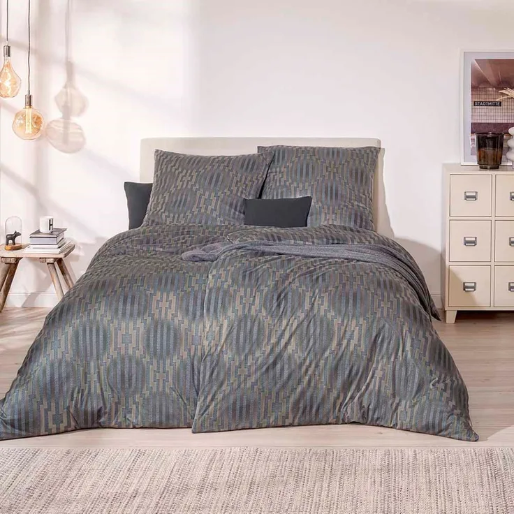 Estella Interlock Jersey Bettwäsche Levian 6970-800 Kiesel 135x200