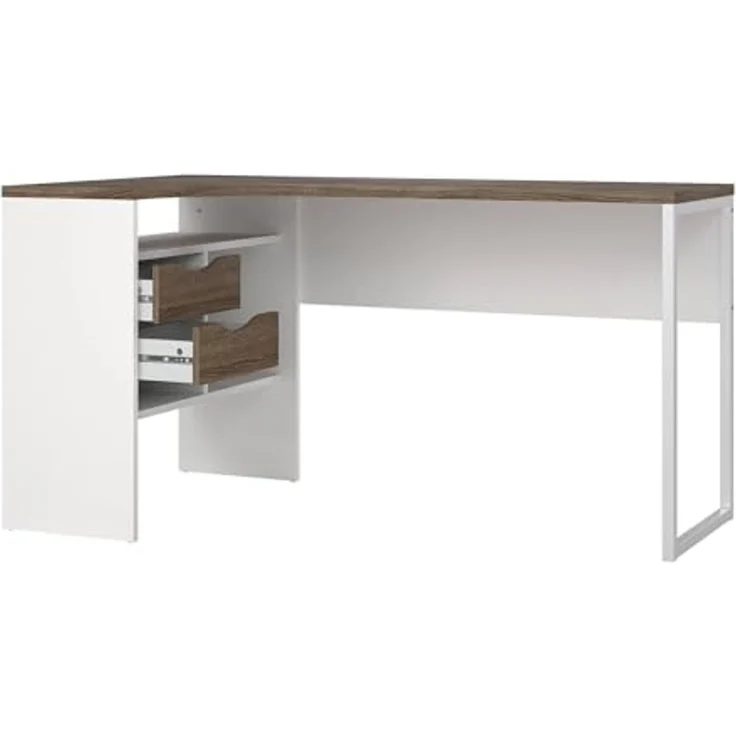 Dmora - Schreibtisch Patience, Mehrzweckschreibtisch, B?rotisch f?r PC, Eckschreibtisch, 145x81 h77 cm, Wei? – Bild 6