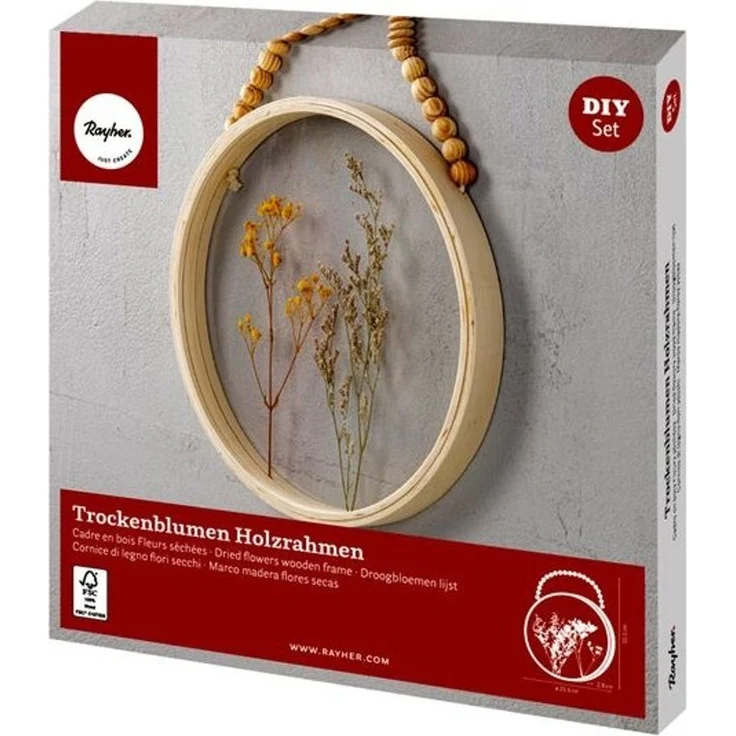 BP Trockenblumen Holzrahmen, FSC 100%, 25,5x2,8x35,5cm, rund,...