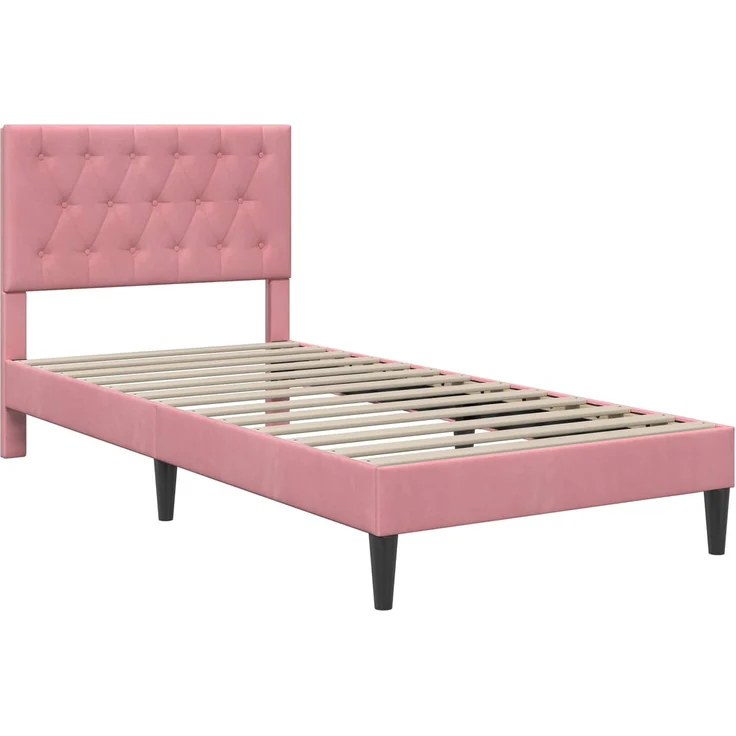 vidaXL Bettrahmen mit Kopfteil Rosa 90 x 190 cm Samt 42027634 – Bild 3