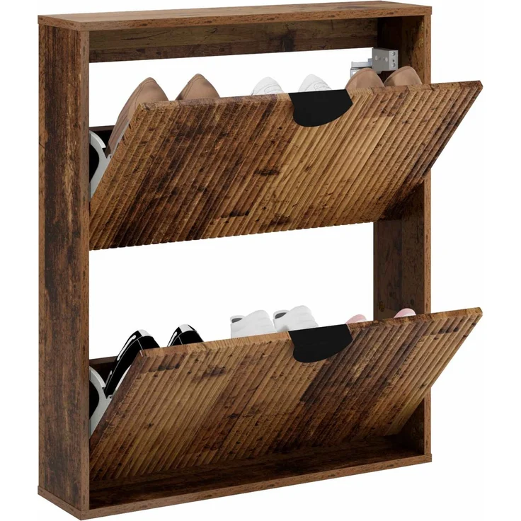vidaXL Schuhschrank VENRAY 70 x 17 x 82 cm Holzwerkstoff Altholz 8020070 – Bild 3