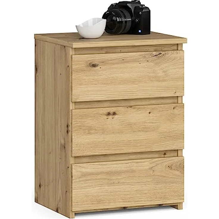 Home Collective Kommode 40 cm breit Holz Highboard Sideboard für Flur Schlafzimmer Wohnzimmer (Mehrzweckschrank Schrank schmal Kommode Schlafzimmer mit Schubladen), Kinderzimmer Organizer, 57 cm hoch mit 3 Schubladen Artisan Eiche – Bild 2