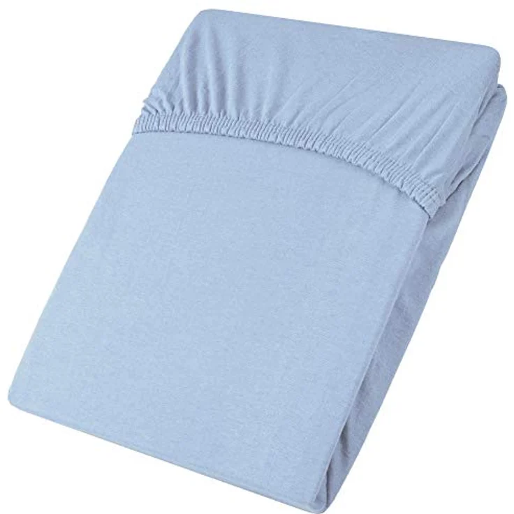 aqua-textil Viana Spannbettlaken 140x200-160x200 cm blau Baumwolle Spannbetttuch Jersey Laken – Bild 3