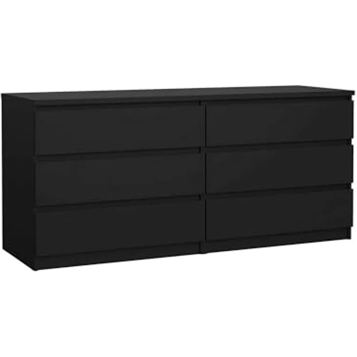 Dmora - Kommode Ingrid, Mehrzweckkommode, Schlafzimmerkommode, Schrank mit Schubladen, 154x50 h70 cm, Schwarz – Bild 3
