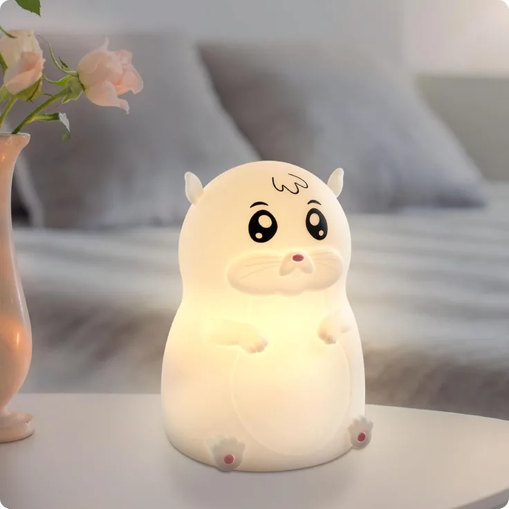 ANSMANN AG LED Nachtlicht Nachtlicht Kinder Silikon aufladbar dimmbar 7 Farben Hamster