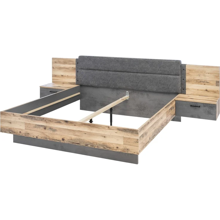 Schlafzimmer-Set >ALICANTE< (2-teilig) Alpine / Beton, Schrank 270x210x60, Bett 305,6x99,5x213,4 – Bild 5