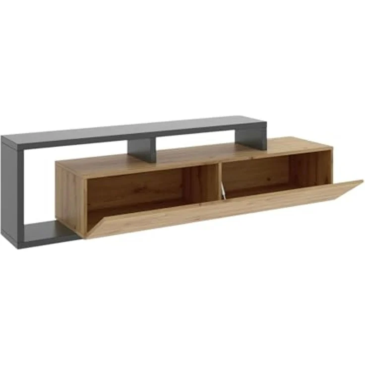 Dmora - TV-Ständer Maiella, niedriges Sideboard für Wohnzimmer, Sideboard für Wohnzimmer für Fernseher, 165 x 40 x 47 cm, Eiche Nodes und Anthrazit – Bild 6