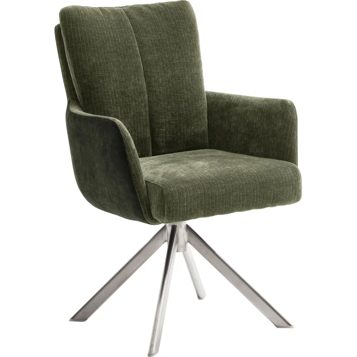 2er Set Sesselstuhl Malia - Olive / Edelstahl