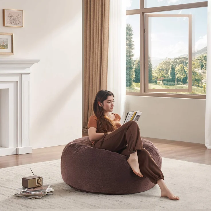 3FT Sitzsack,Sitzsackstuhl, Sofa für Erwachsene,weicher und bequemer Lesestuhl,geeignet für Schlafzimmer, Balkone und andere Orte--Braun--90x90x50cm--YOUDENOVA – Bild 7