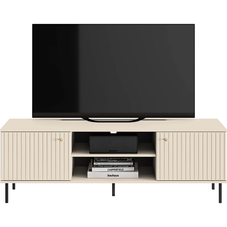 TV Board SALOU-131 in kaschmir matt mit gerillter Optik, B/H/T ca. 160/53/40 cm – Bild 3