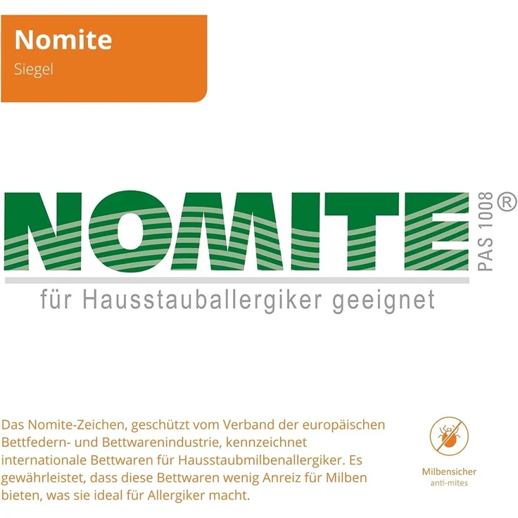 sleepling Daunenbettdecke Komfort Daunendecke, Füllung: 90% Daunen, 10% Federn, Bezug: 100% Baumwolle, waschbar bei 60°C, 5 Wärmeklassen, für Allergiker geeignet NOMITE – Bild 6