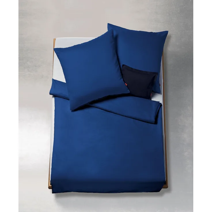 Fleuresse Lech Edelflanell Bettwäsche 155x220 Fischgrät royalblau uni 603089-2