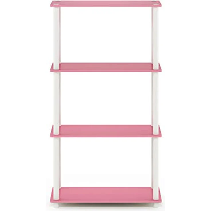 Furinno Regal mit 4 Ablageflächen, holz, Weiß/Rosa, 29. 46x29. 46x109. 85 cm – Bild 9
