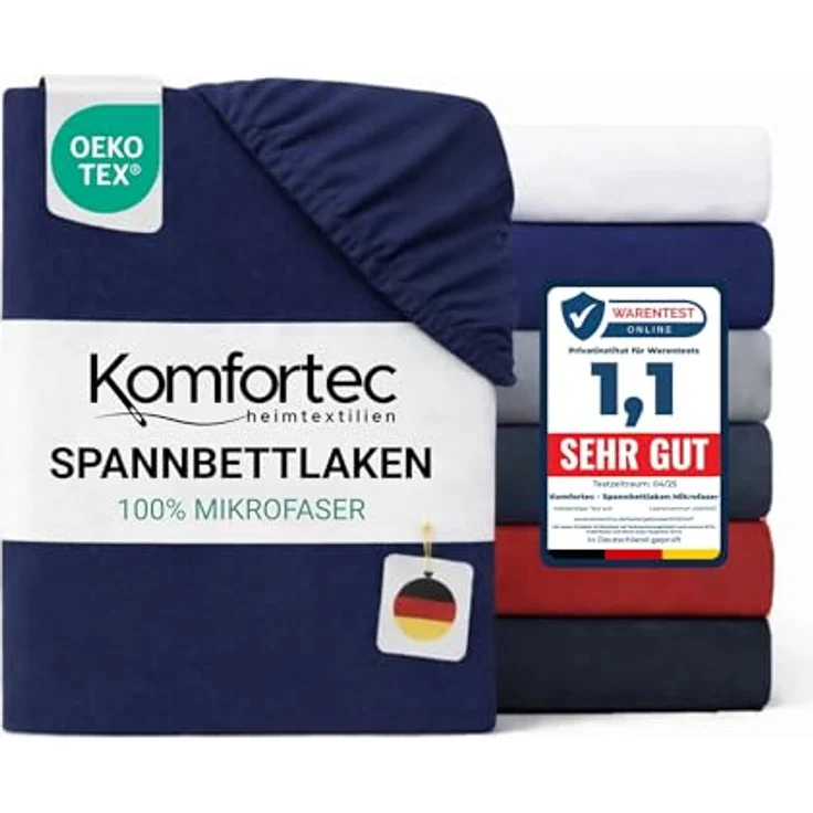 Komfortec Mikrofaser Spannbettlaken 200x200 cm – Weiches Spannbetttuch mit Rundumgummi – Fitted Sheet für Matratzen bis 30 cm – Blau – Oeko-Tex – Pflegeleicht & Hautfreundlich – 90g/m² – Bild 2