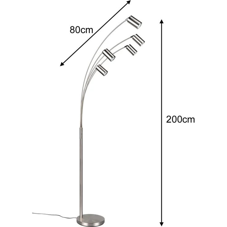 Trio Leuchten Bogenleuchte Marley 412400507, Metall Nickel matt, exkl. 5x GU10 – Bild 4