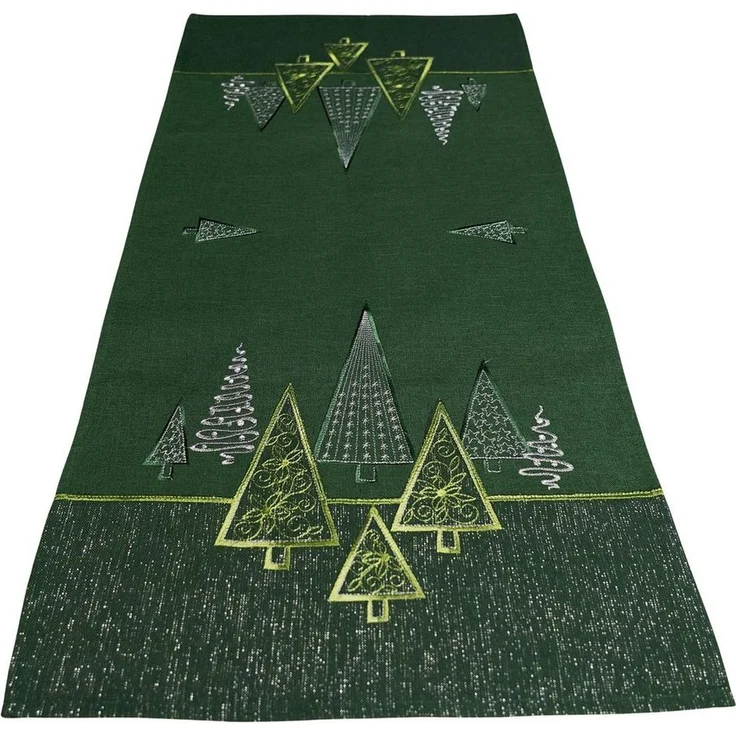matches21 HOME & HOBBY Tischdecke 40x90 cm Tischläufer dunkelgrün edle Tannenbäume für Weihnachten (1-tlg), Ideal für Advent und Weihnachtsdeko – Bild 1