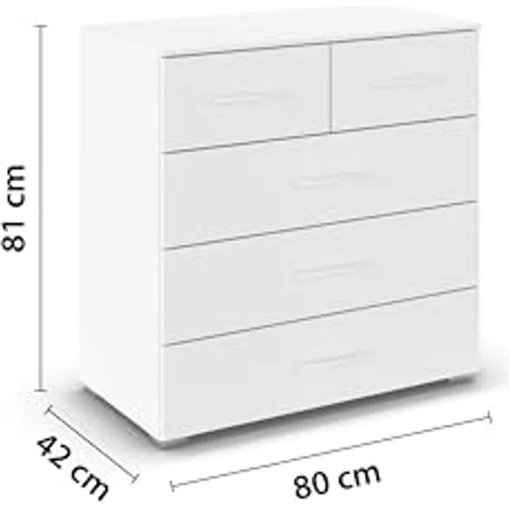 rauch Aditio Box, Kommode, 5 Schubladen, mit Softclose-Funktion, Farbe Weiß, BxHxT 80x81x42cm – Bild 3