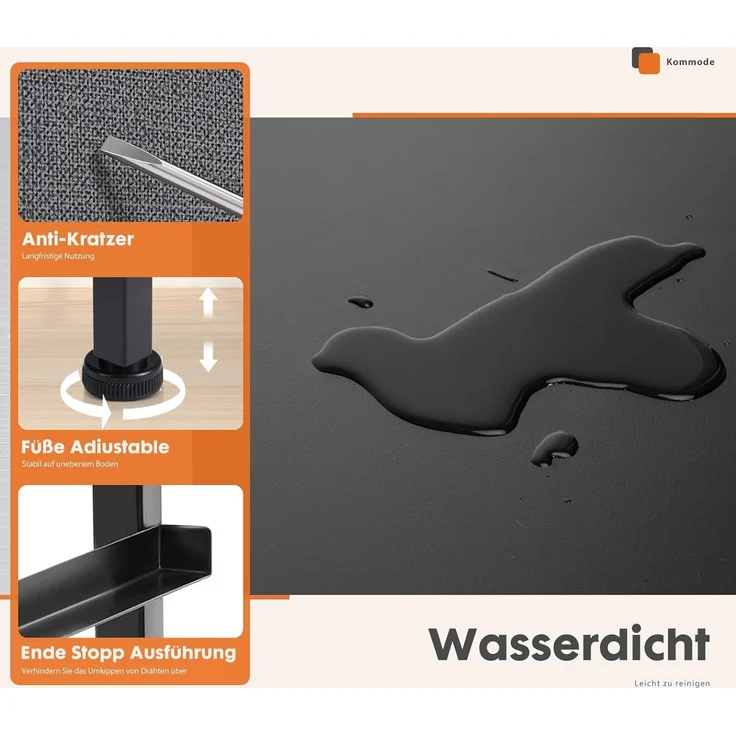 Sweetcrispy Kommode mit 4 Schubladen, Stoff Schubladenschrank, Schmal Schrank, Kommode Schlafzimmer, Industrial Stil für Wohnzimmer, Kinderzimmer, Flur Aufbewahrungsschrank, Hellgrau – Bild 5