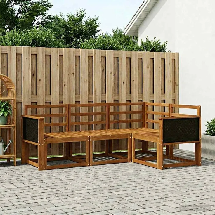vidaXL Outdoor-Sofagarnitur 4 stk. 4-Sitzer Natur Massivholz Akazie 3385160