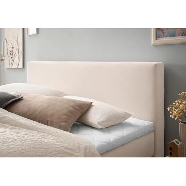 Belanoti Boxspringbett LOFT (Boxspringbett 160x200 mit Bettkasten, 7-Zonen Taschenfederkern Matratze inklusive Visco Topper), Bett 160x200 in der Farbe Beige H2/H3 Polsterbett – Bild 9