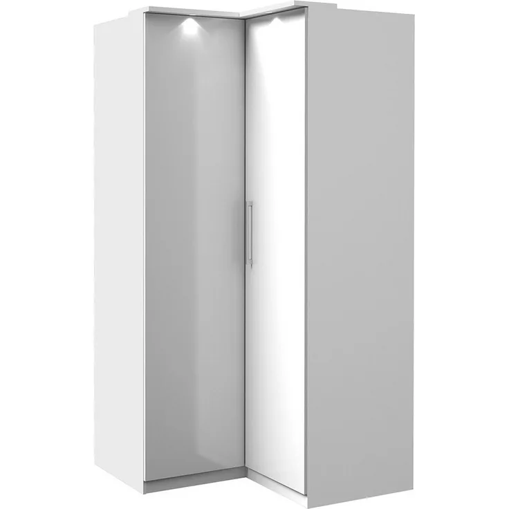 Lomadox Kleiderschrank OLMO-83 weiß mit Fronten in Hochglanz weiß inkl. LED Beleuchtung 109/217/63 cm