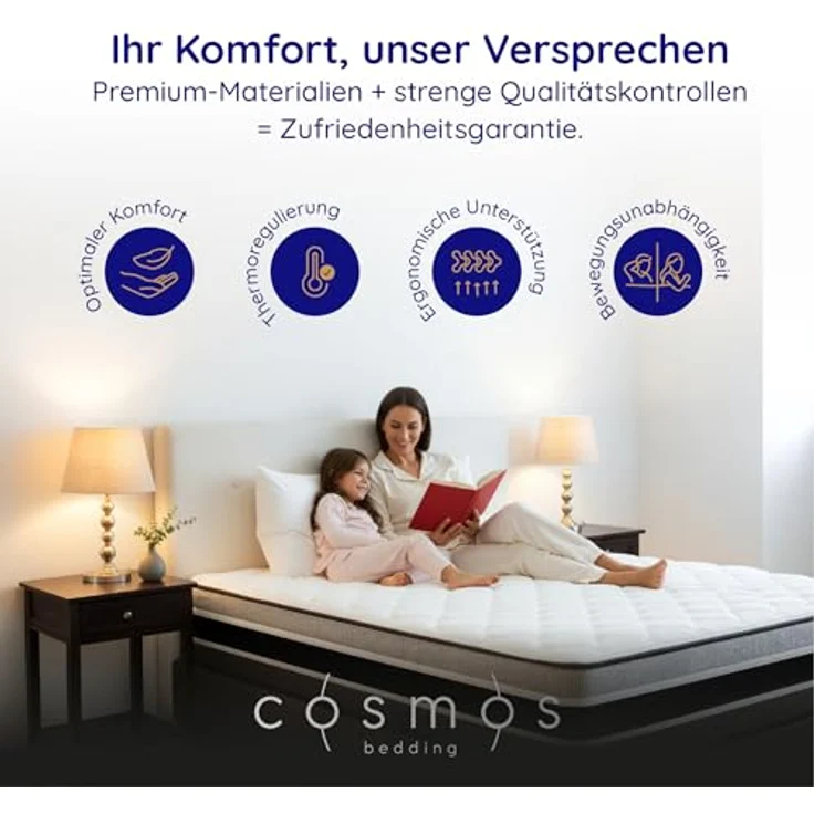 COSMOS - Matratze 180x200 cm Upsilon Kaltschaummatratze Härtegrad H4 - Latex Blue 7 Zonen Matratze Höhe 32 cm - Made in EU – Bild 9