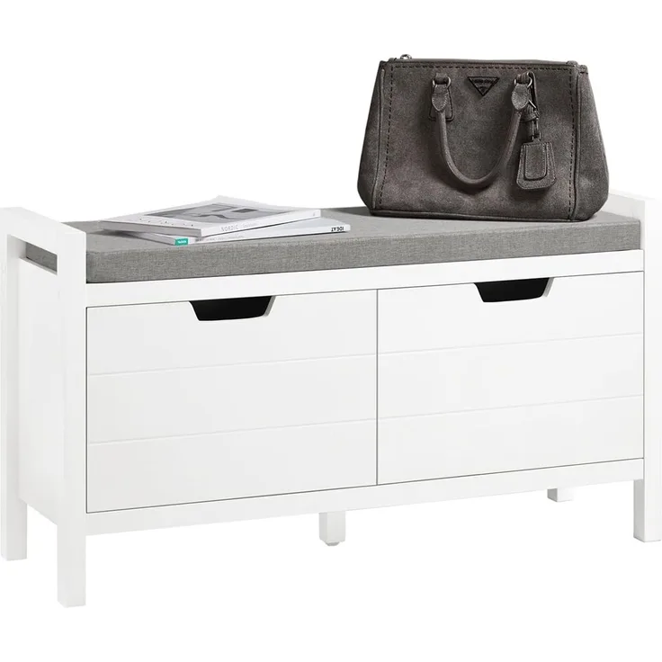 Sitzkommode Sitzbank mit Sitzfläche Schuhtruhe mit Stauraum Weiß FSR63-W