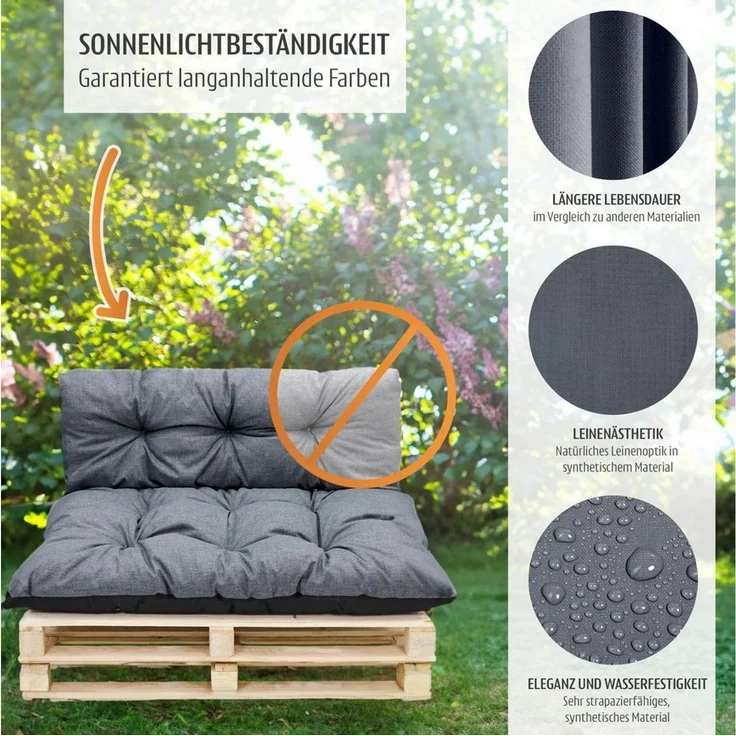 Amazinggirl Palettenkissen Palettenkissen 40x120 cm Hellgrau – Bild 4