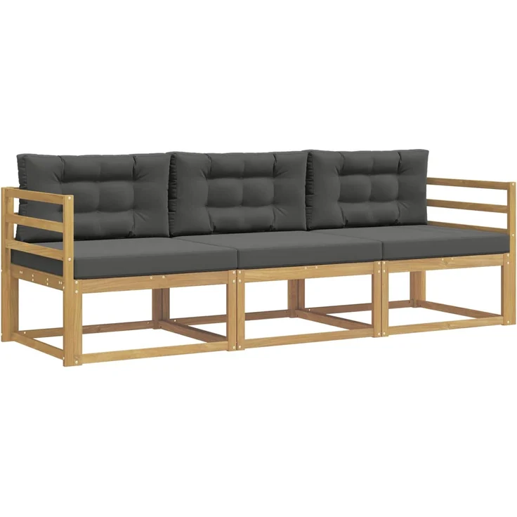 vidaXL Outdoor-Sofagarnitur 3 stk. Weiß und Anthrazit Polyester 3385976 – Bild 2
