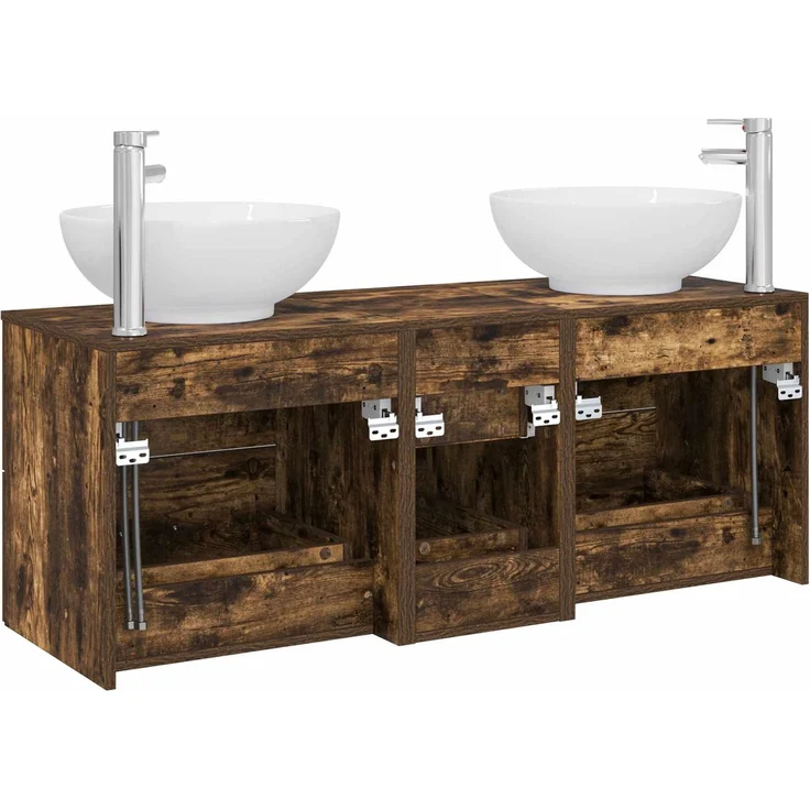 vidaXL Badezimmerschrank-Set 3 stk. Geräucherte Eiche 3405911 – Bild 7