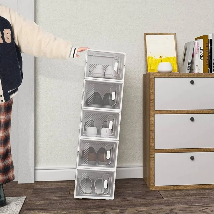 Woltu Schuhbox (18 St), mit Magnetverschluss DIY Steckregal aus Kunststoff – Bild 2