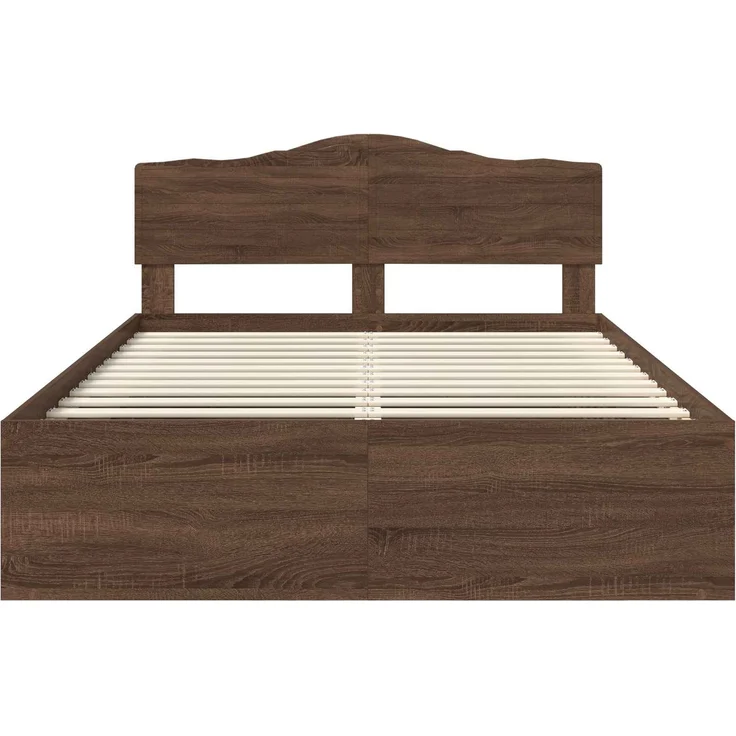 vidaXL Bettrahmen Braun Eichen-Optik 140 x 200 cm Massives Kiefernholz 3412895 – Bild 6