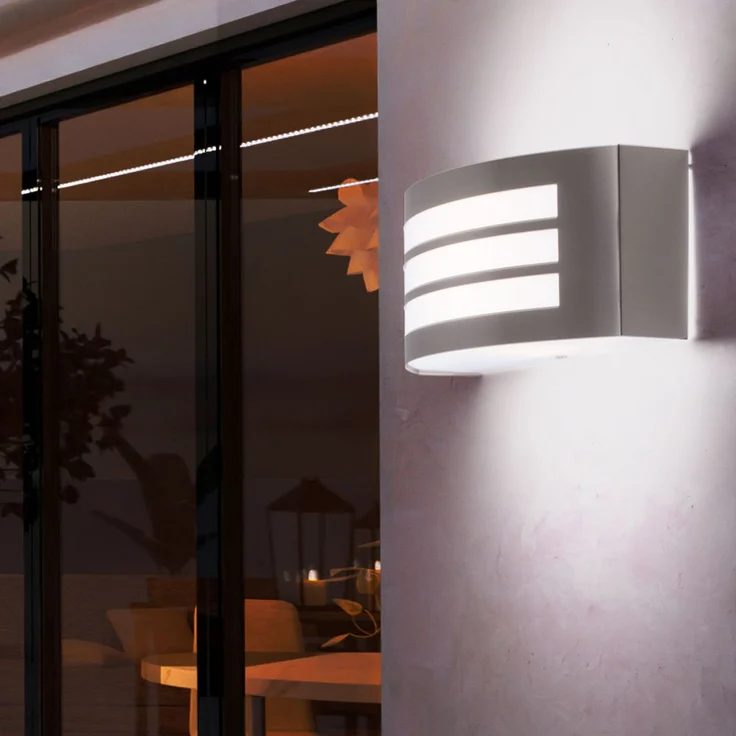 LED Wandleuchte, Edelstahl silber, Kunststoff weiß, B 25 cm – Bild 3