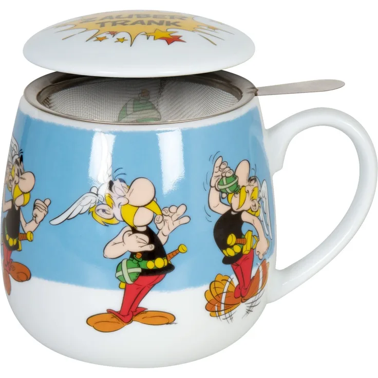 Könitz 1151432383 Becher mit Sieb und Deckel 400 ml - Tea for you Asterix - Zaubertrank / Teebecher