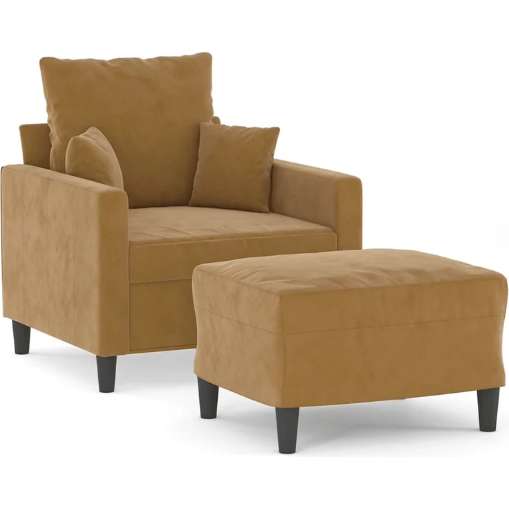 vidaXL Sessel mit Hocker Braun 60 cm Samt 3201104 – Bild 1