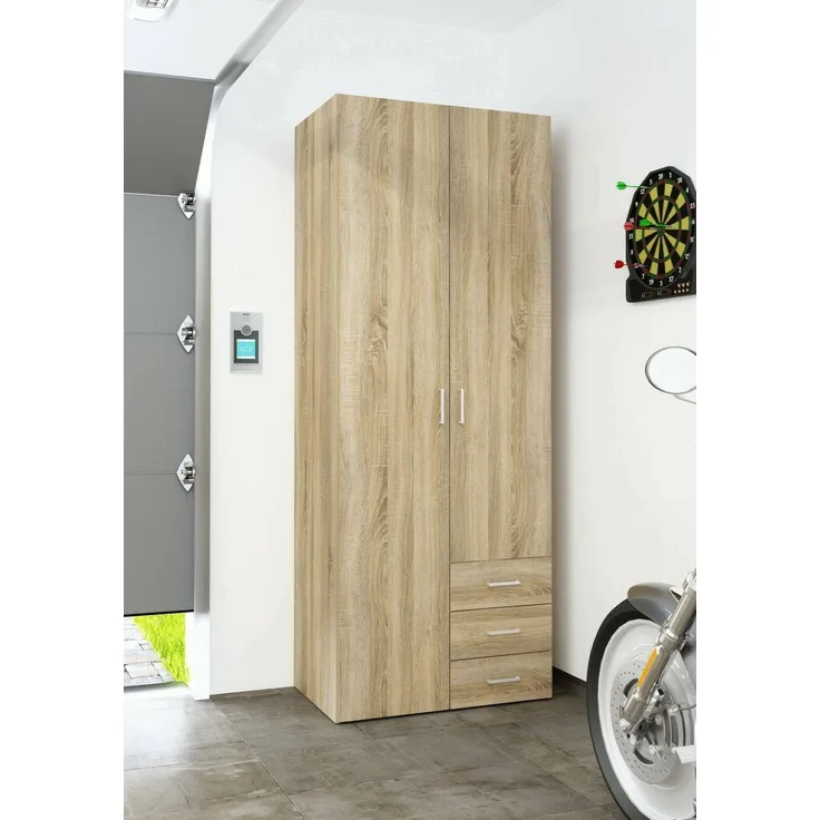 Dmora - Kleiderschrank 2 T?ren Emilie, Schlafzimmerm?bel, Schrank, Garderobe, 78x50 h200 cm, Eiche
