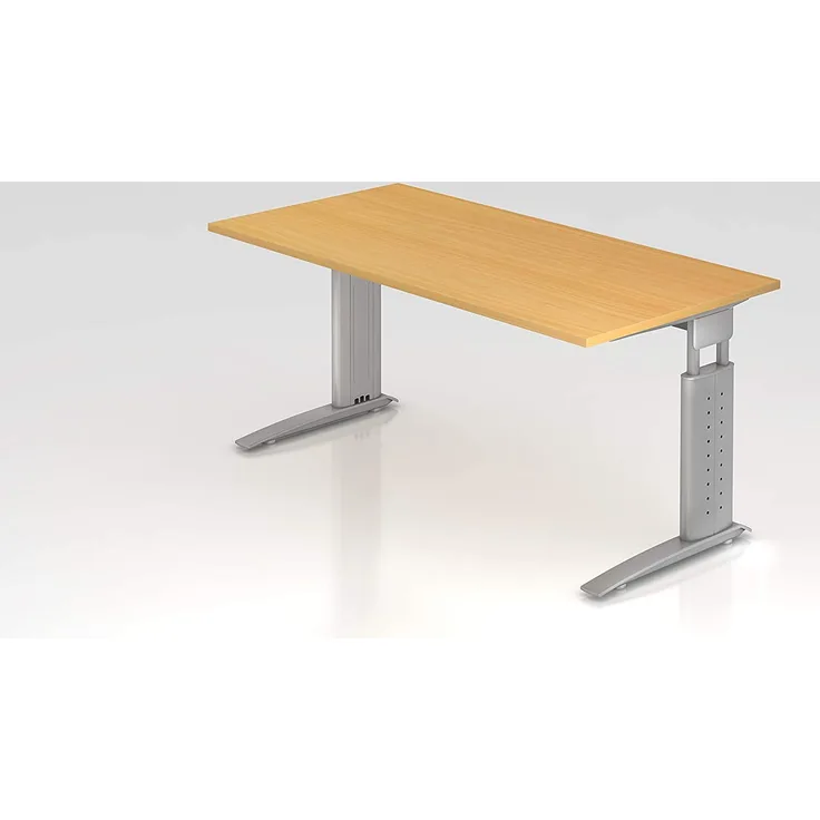 Schreibtisch US16 C-Fuß 160x80cm Buche Gestellfarbe: Silber