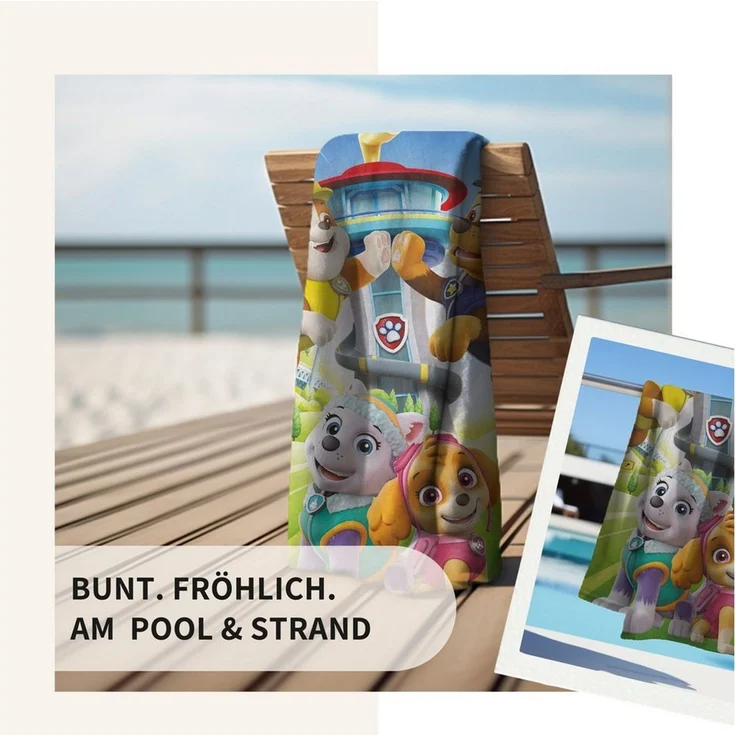 MTOnlinehandel Badetuch Paw Patrol 70x140 cm, 100 %, Baumwolle (1-St), Strandtuch mit Chase, Rubble, Everest & Skye für Kinder – Bild 2