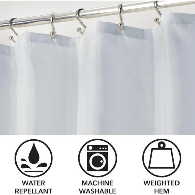 mDesign Duschvorhang Badewannenvorhang wasserabweisend Polyester Hellblau – Bild 4