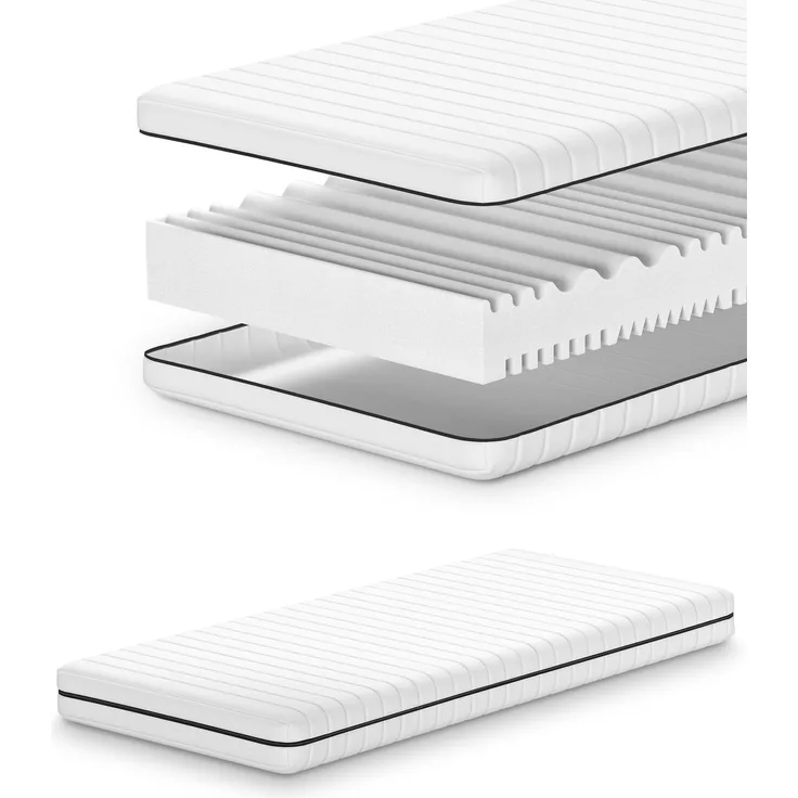 Bequeme Kaltschaummatratze 80x190 - Härtegrade H2/H3 - 7 Zonen Matratze - Ergonomisch - Lieferung als Rollmatratze - Matratze 80x190cm