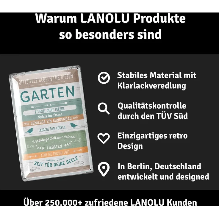 LANOLU Blechschild Regeln für Garten - 20x30cm – Metall – Mehrfarbig – 20151 – Bild 4