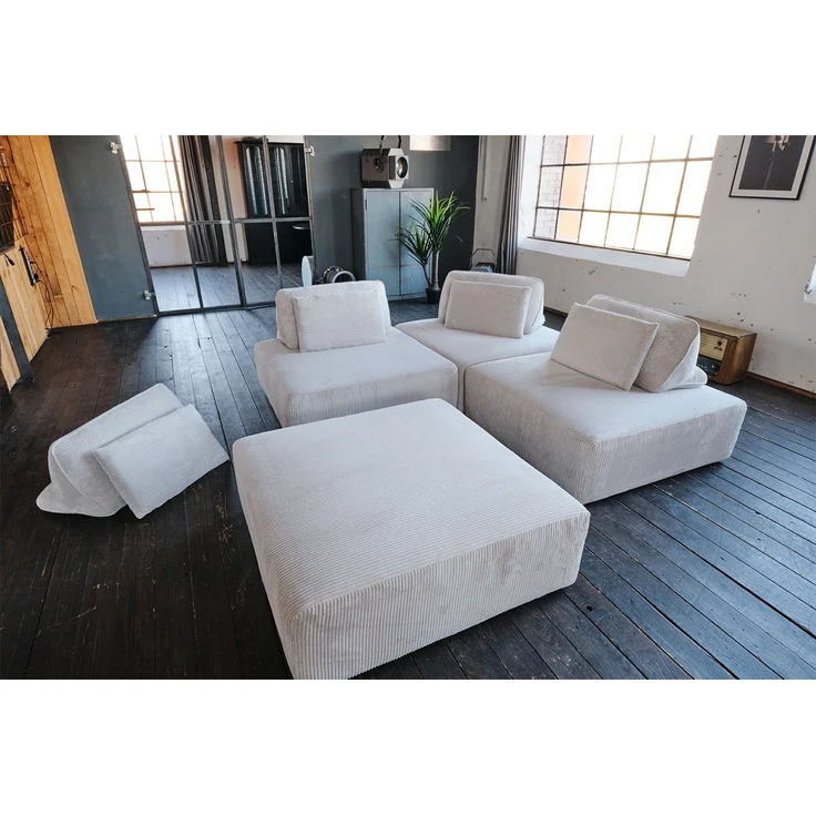 KAWOLA Modulsofa WIOLO SOFT 4 Module 4 Rückenkissen Cord hellgrau 84 x 222 x 333 cm – Bild 5