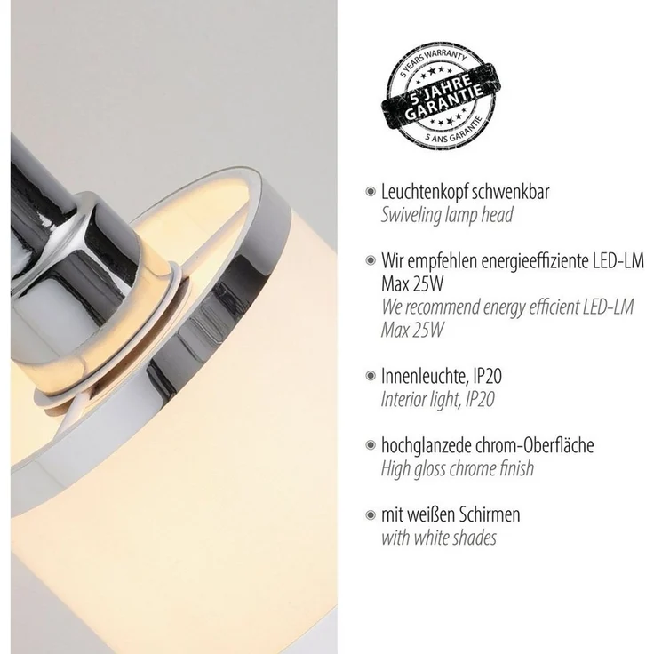JUST LIGHT Wandleuchte ACCOR, ohne Leuchtmittel, Exklusive E14, Schalter, Kippschalter, Schalter – Bild 3