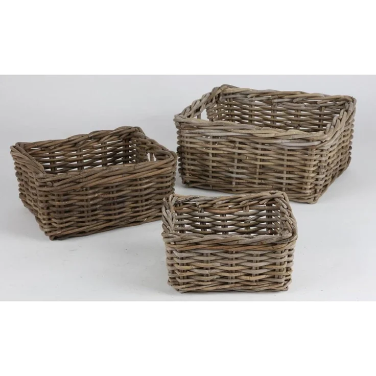 3er Set Weidenkörbe Körbe Aufbewahrung Korb Dekokorb Holzkorb geflochten 23 - 37cm – Bild 1